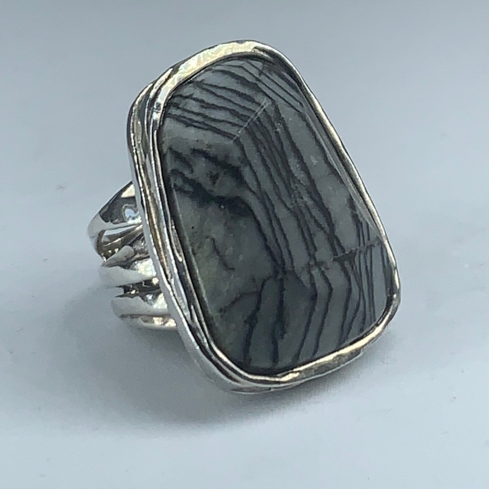 EUC Silpada Zebra Jasper R2761 Sterling Silver Ring sz 6